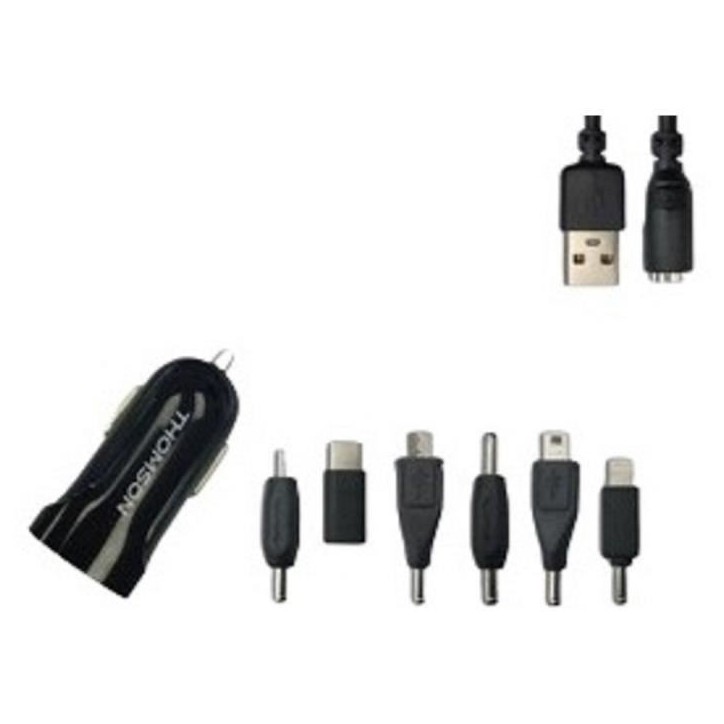 Kit chargeur + connecteur - THOMSON - Chargeur AC - 12/24 V - 6 connecteurs - 2A - Câble 1 m Kit chargeur + connecteur - THOMSON - Chargeur AC - 12/24 V - 6 connecteurs - 2A - Câble 1 m