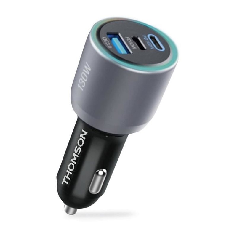 Chargeur voiture - THOMSON - 130 W - Technologie GaN nouvelle généra Chargeur voiture - THOMSON - 130 W - Technologie GaN nouvelle généra