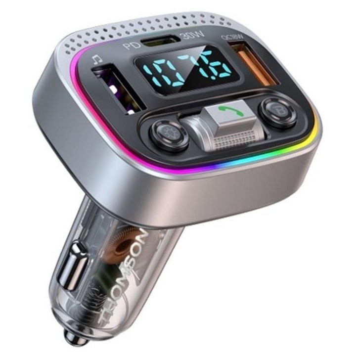 Transmetteur FM bt 5.4 - THOMSON - 12/24 V - 1A + QC3.0 + PD30 W - Led bleu