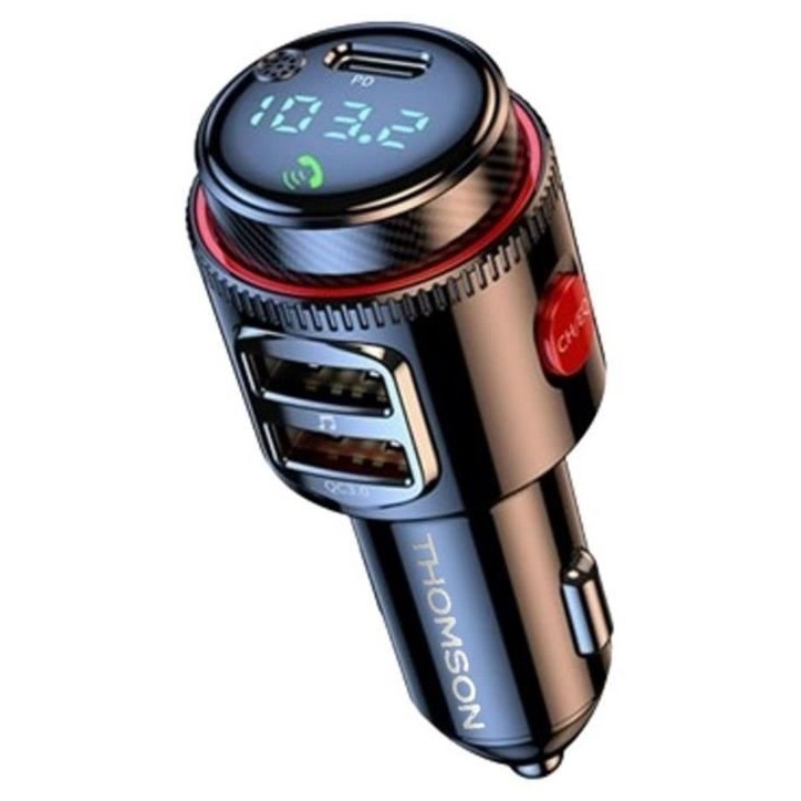 Transmetteur FM bt - THOMSON - 12/24 V - 48 W - QC 3.0 - Led bleu