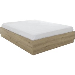 Lit coffre - TIDY - 160 x 200 cm - Chene / Ecru - Sommier inclus - GAM