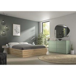 Lit coffre - TIDY - 160 x 200 cm - Chene / Ecru - Sommier inclus - GAM