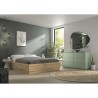 Lit coffre - TIDY - 160 x 200 cm - Chene / Ecru - Sommier inclus - GAM