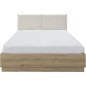 Lit coffre tete textile - TIDY - 140 x 190 cm - Chene / Ecru - Sommier inclus - GAMI