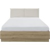 Lit coffre tete textile - TIDY - 160 x 200 cm - Chene / Ecru - Sommier