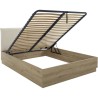 Lit coffre tete textile - TIDY - 160 x 200 cm - Chene / Ecru - Sommier