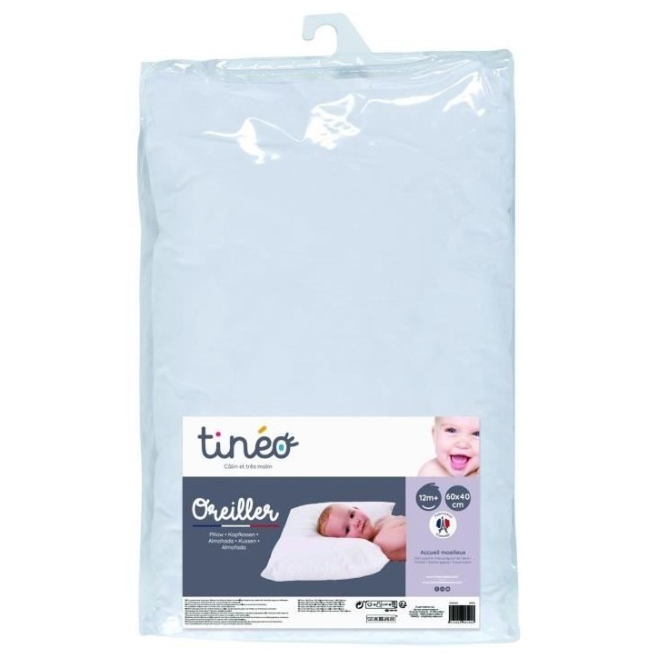 TINEO - Oreiller bébé 40x60cm - Lavable En Machine - Fabriqué En France - A partir de 12 mois TINEO - Oreiller bébé 40x60cm - Lavable En Machine - Fabriqué En France - A partir de 12 mois