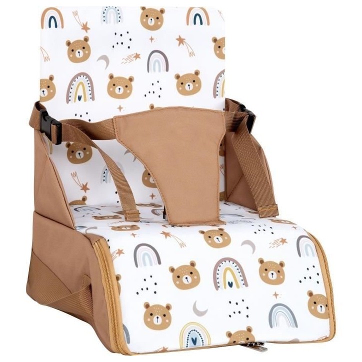 Rehausseur nomade - TINEO - 30 x 28 x 13 cm - Ultra Compact - Camel / Oursons