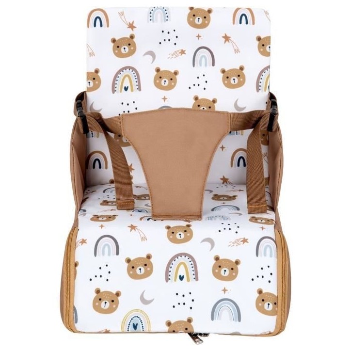 Rehausseur nomade - TINEO - 30 x 28 x 13 cm - Ultra Compact - Camel / Oursons