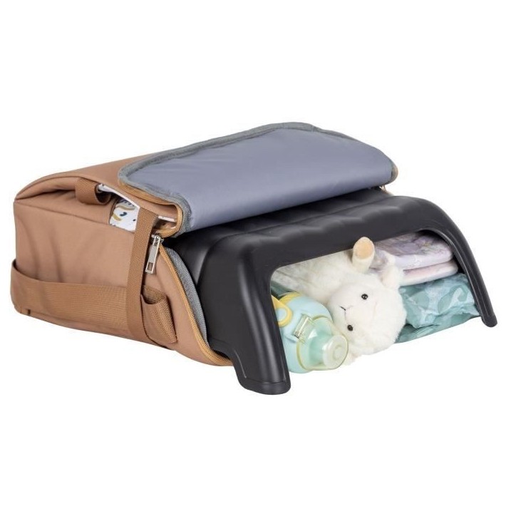 Rehausseur nomade - TINEO - 30 x 28 x 13 cm - Ultra Compact - Camel / Oursons