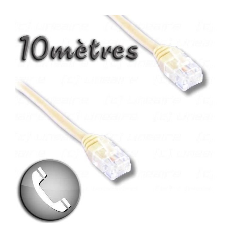 Cordon ADSL RJ11 mâle / RJ11 mâle 10m - LINEAIRE - Connecteur RJ11 6 Cordon ADSL RJ11 mâle / RJ11 mâle 10m - LINEAIRE - Connecteur RJ11 6