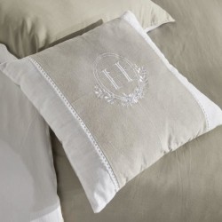 Coussin - TODAY - CHARME - Slub x Chambray x Broderie Berenice - 40 x