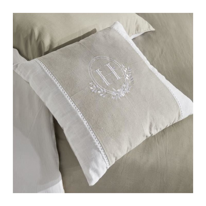 Coussin - TODAY - CHARME - Slub x Chambray x Broderie Berenice - 40 x Coussin - TODAY - CHARME - Slub x Chambray x Broderie Berenice - 40 x