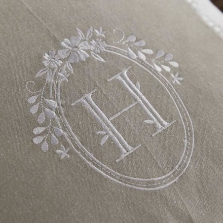 Coussin - TODAY - CHARME - Slub x Chambray x Broderie Berenice - 40 x 40 cm