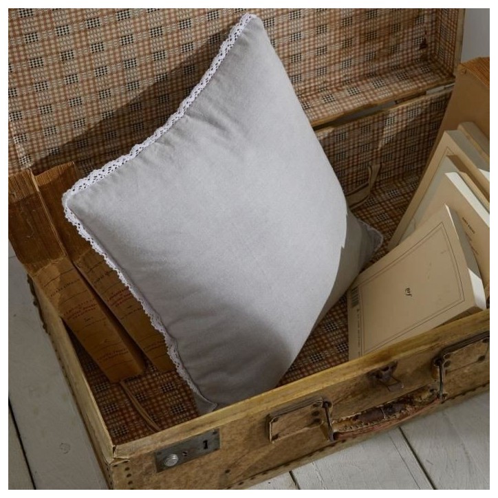 Coussin - TODAY - CHARME - Chambray x Dentelle Constance - 40 x 40 cm