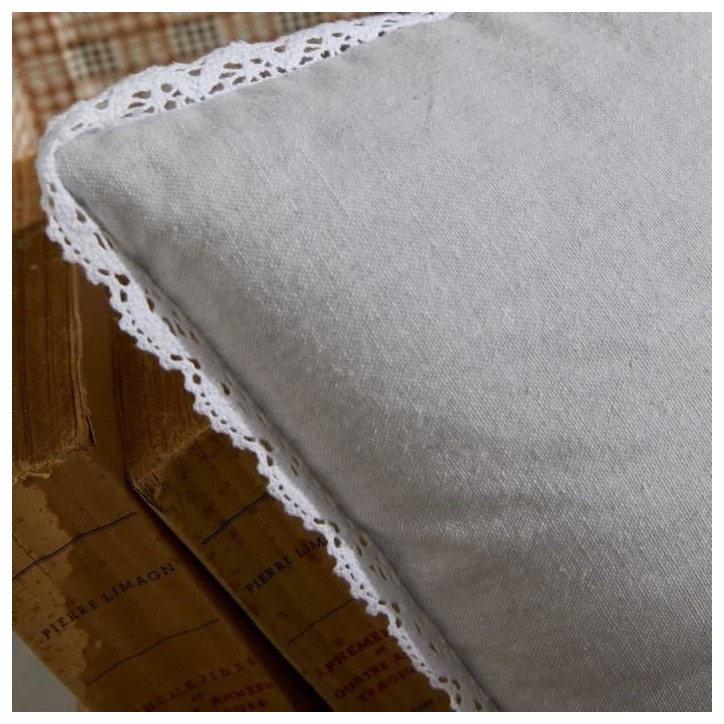 Coussin - TODAY - CHARME - Chambray x Dentelle Constance - 40 x 40 cm