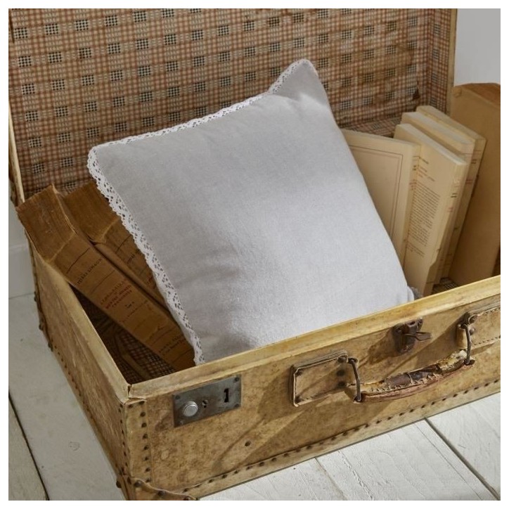 Coussin - TODAY - CHARME - Chambray x Dentelle Constance - 40 x 40 cm