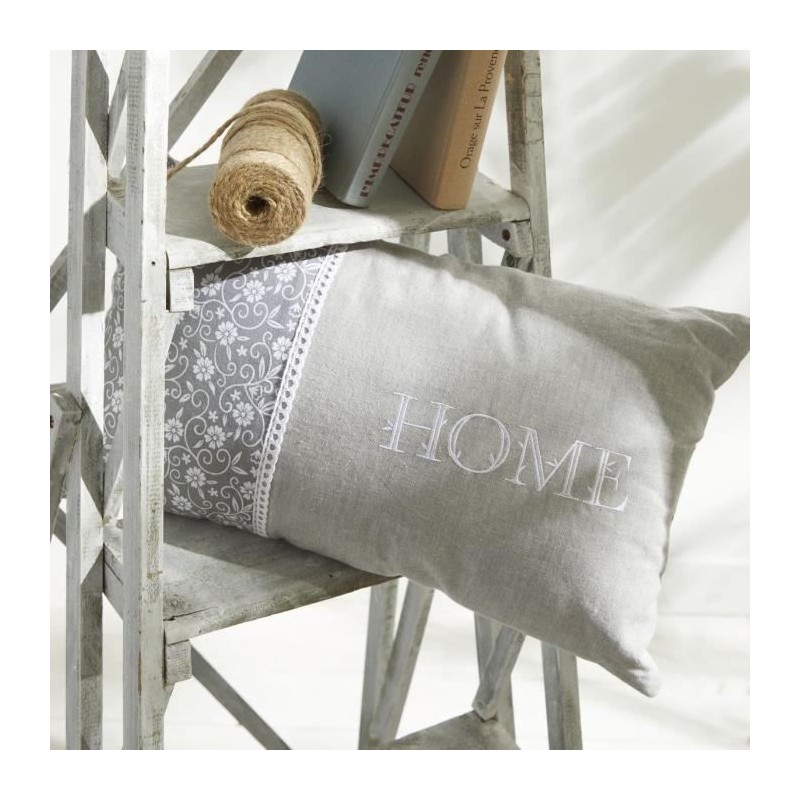 Coussin - TODAY - CHARME - Imprimé x Chambray x Broderie Capucine - 3 Coussin - TODAY - CHARME - Imprimé x Chambray x Broderie Capucine - 3