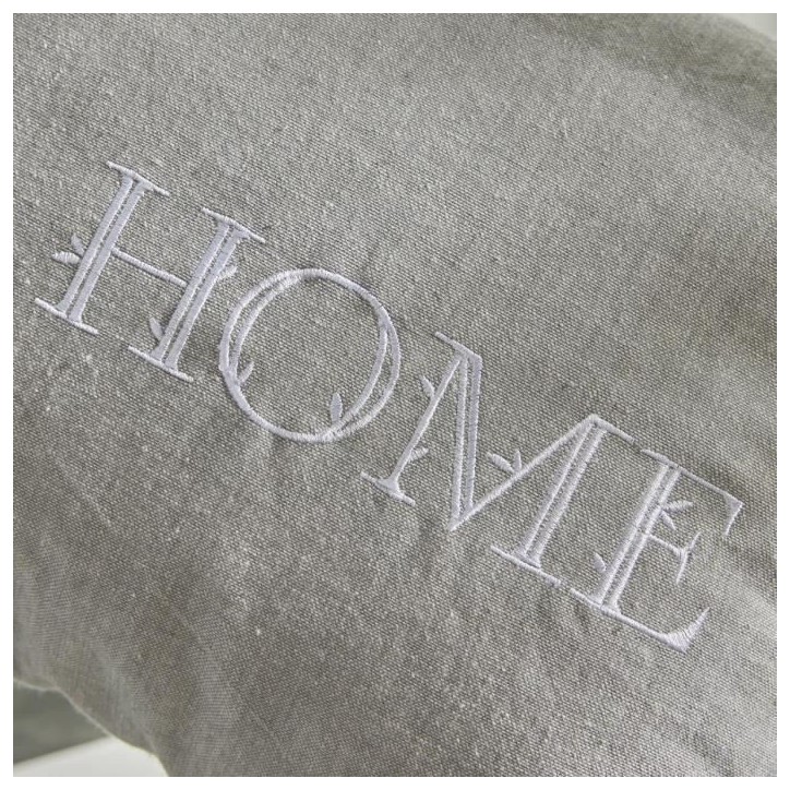 Coussin - TODAY - CHARME - Imprimé x Chambray x Broderie Capucine - 30 x 50 cm