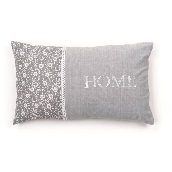Coussin - TODAY - CHARME - Imprimé x Chambray x Broderie Capucine - 30 x 50 cm