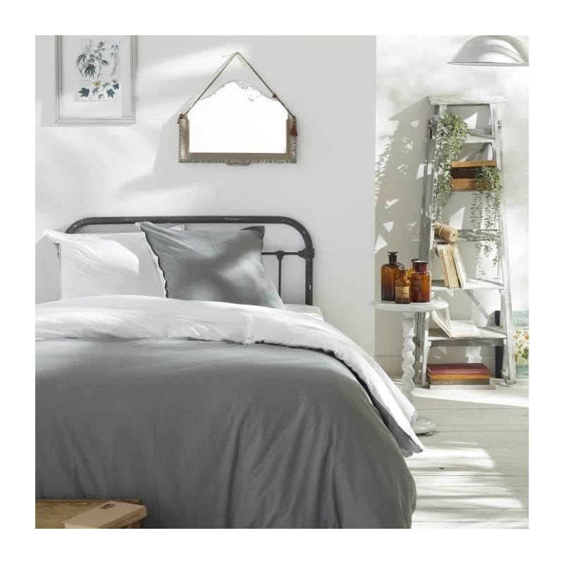 Housse de couette - TODAY - CHARME - Coton 57 fils - Gris clair x Dune Housse de couette - TODAY - CHARME - Coton 57 fils - Gris clair x Dune