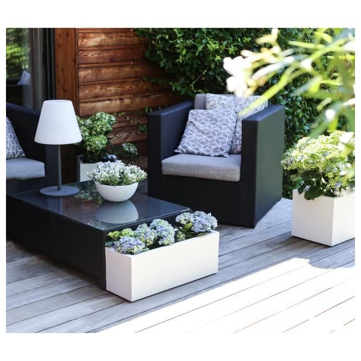EDA Jardiniere GRAPHIT UP - 57 L - Dimensions 79,5 x 29,5 x 29,5 cm - Blanc cérusé EDA Jardiniere GRAPHIT UP - 57 L - Dimensions 79,5 x 29,5 x 29,5 cm - Blanc cérusé