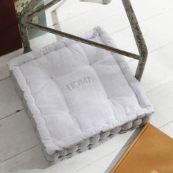 Coussin de sol - TODAY - CHARME - Slub x Chambray x Broderie Capucine