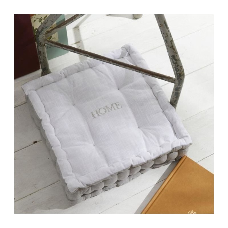 Coussin de sol - TODAY - CHARME - Slub x Chambray x Broderie Capucine Coussin de sol - TODAY - CHARME - Slub x Chambray x Broderie Capucine