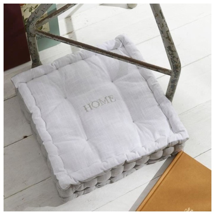 Coussin de sol - TODAY - CHARME - Slub x Chambray x Broderie Capucine - 40 x 40 x 10 cm Coussin de sol - TODAY - CHARME - Slub x Chambray x Broderie Capucine - 40 x 40 x 10 cm