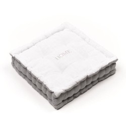 Coussin de sol - TODAY - CHARME - Slub x Chambray x Broderie Capucine