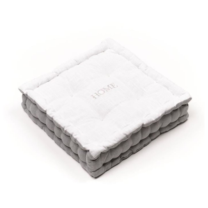 Coussin de sol - TODAY - CHARME - Slub x Chambray x Broderie Capucine - 40 x 40 x 10 cm Coussin de sol - TODAY - CHARME - Slub x Chambray x Broderie Capucine - 40 x 40 x 10 cm