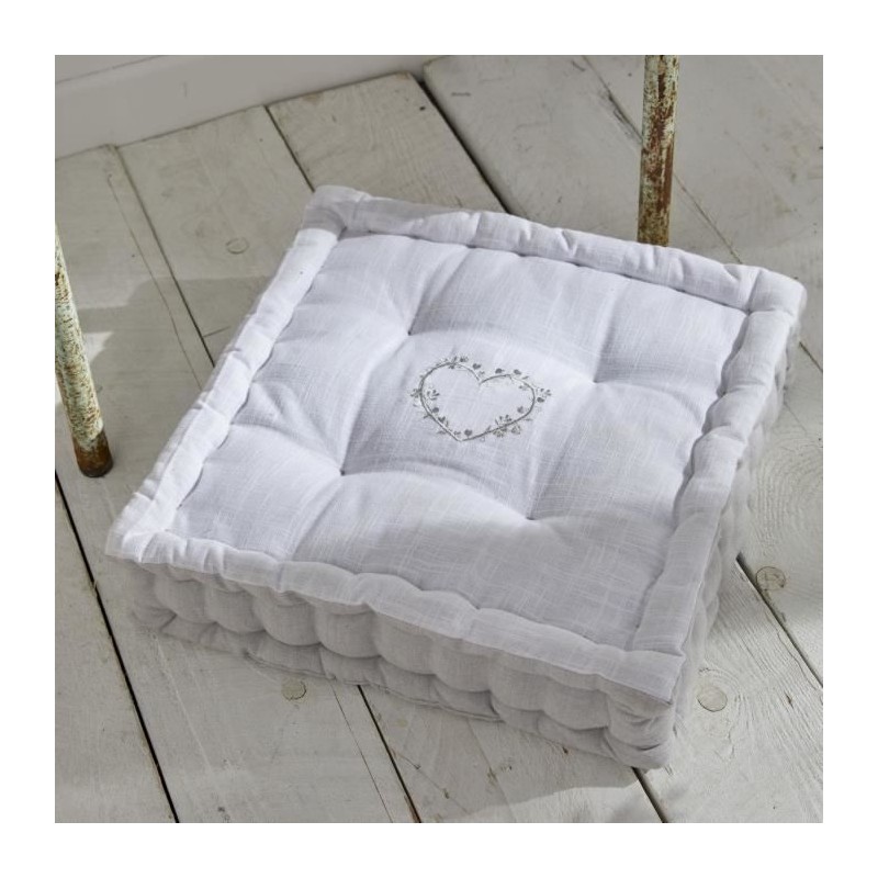 Coussin de sol - TODAY - CHARME - Slub x Chambray x Broderie Constance Coussin de sol - TODAY - CHARME - Slub x Chambray x Broderie Constance