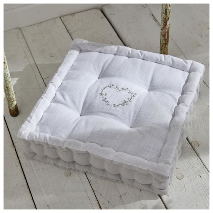 Coussin de sol - TODAY - CHARME - Slub x Chambray x Broderie Constance - 40 x 40 x 10 cm Coussin de sol - TODAY - CHARME - Slub x Chambray x Broderie Constance - 40 x 40 x 10 cm