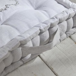 Coussin de sol - TODAY - CHARME - Slub x Chambray x Broderie Constance
