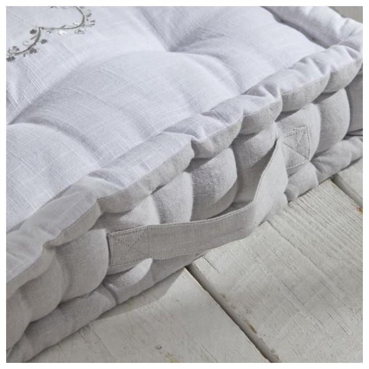 Coussin de sol - TODAY - CHARME - Slub x Chambray x Broderie Constance - 40 x 40 x 10 cm Coussin de sol - TODAY - CHARME - Slub x Chambray x Broderie Constance - 40 x 40 x 10 cm
