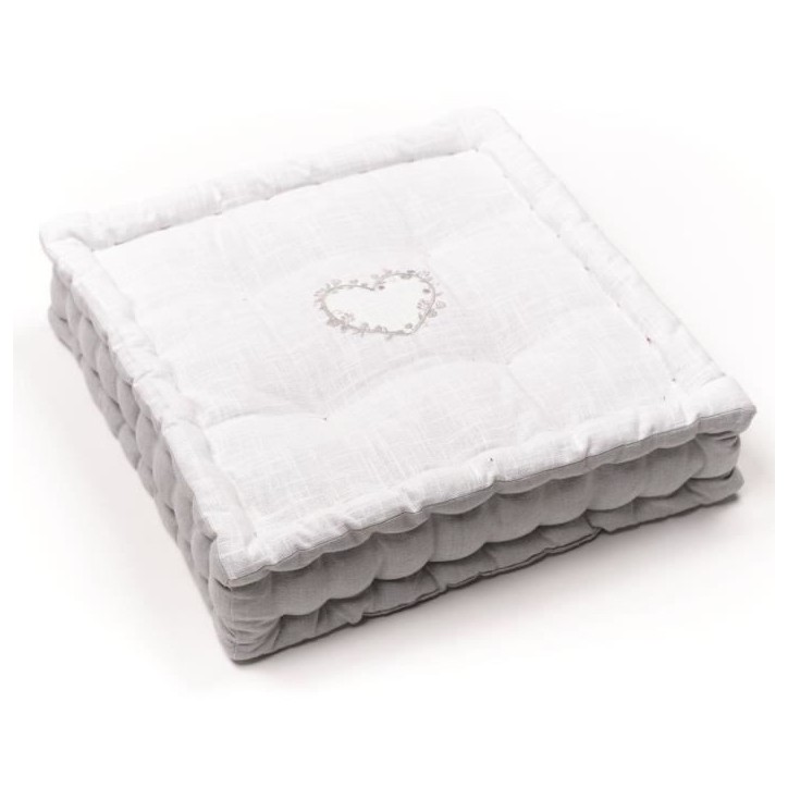 Coussin de sol - TODAY - CHARME - Slub x Chambray x Broderie Constance - 40 x 40 x 10 cm Coussin de sol - TODAY - CHARME - Slub x Chambray x Broderie Constance - 40 x 40 x 10 cm