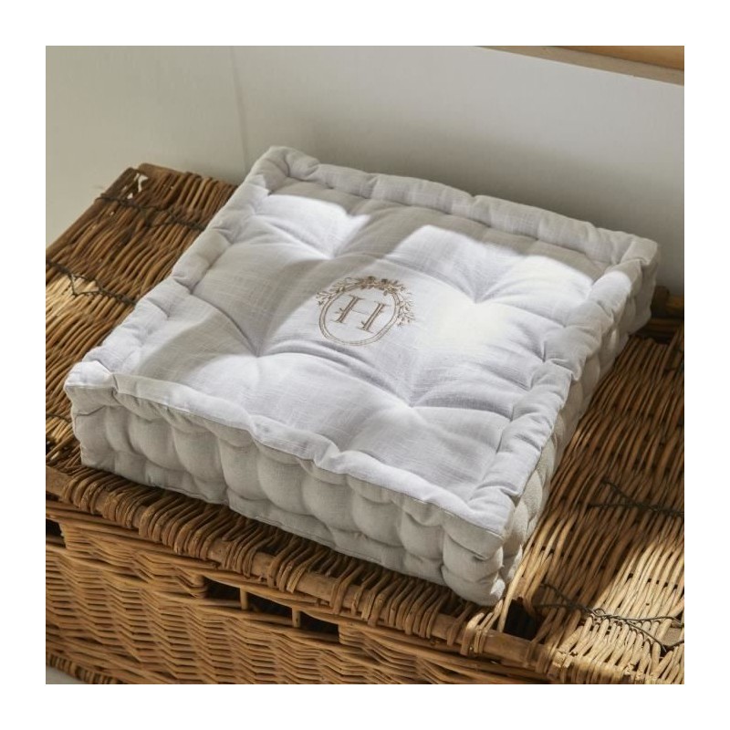 Coussin de sol - TODAY - CHARME - Slub x Chambray x Broderie Berenice Coussin de sol - TODAY - CHARME - Slub x Chambray x Broderie Berenice