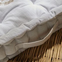 Coussin de sol - TODAY - CHARME - Slub x Chambray x Broderie Berenice