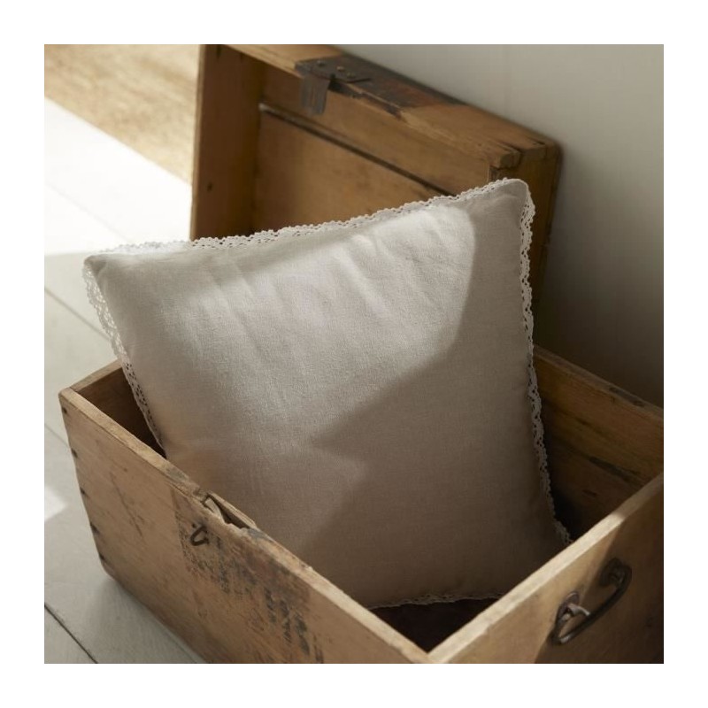 Coussin - TODAY - CHARME - Chambray x Dentelle Berenice - 40 x 40 cm Coussin - TODAY - CHARME - Chambray x Dentelle Berenice - 40 x 40 cm