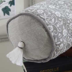 Coussin Polochon - TODAY - CHARME - Imprimé Gris foncé Capucine - 45