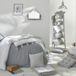 Coussin Polochon - TODAY - CHARME - Imprimé Gris foncé Capucine - 45