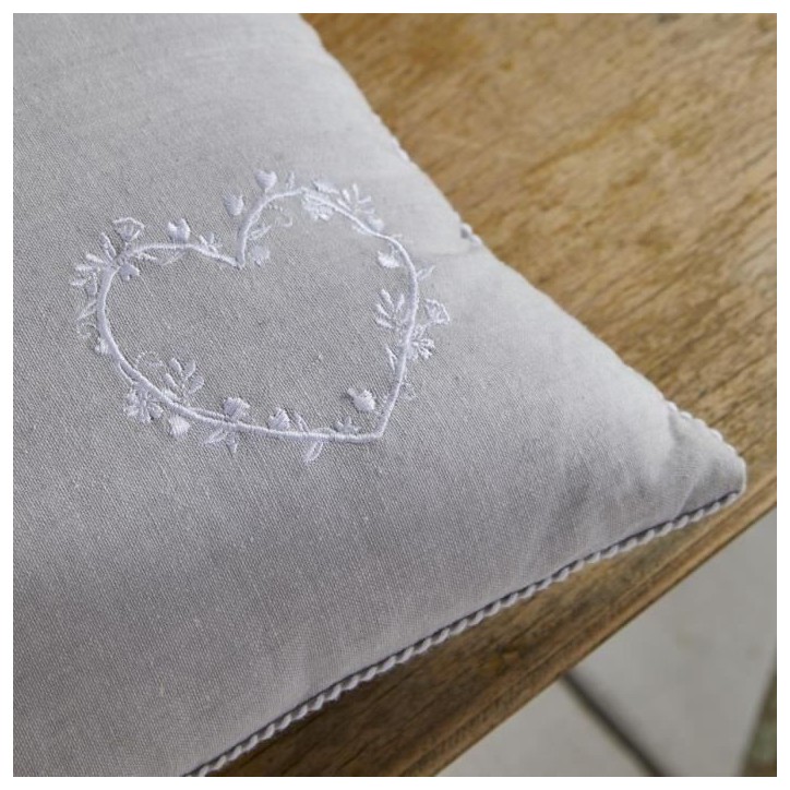 Coussin - TODAY - CHARME - Chambray x Petite broderie Constance - 40 x 40 cm