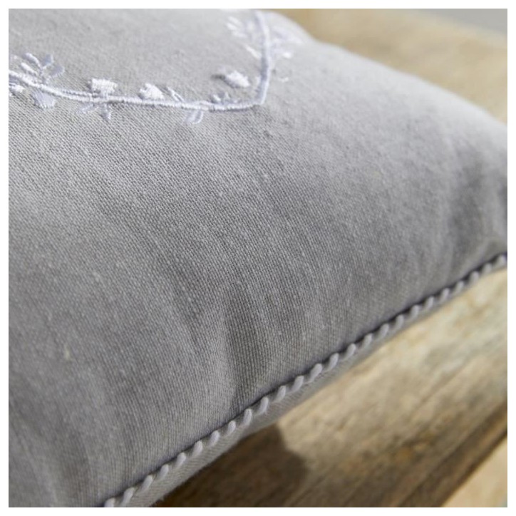 Coussin - TODAY - CHARME - Chambray x Petite broderie Constance - 40 x 40 cm