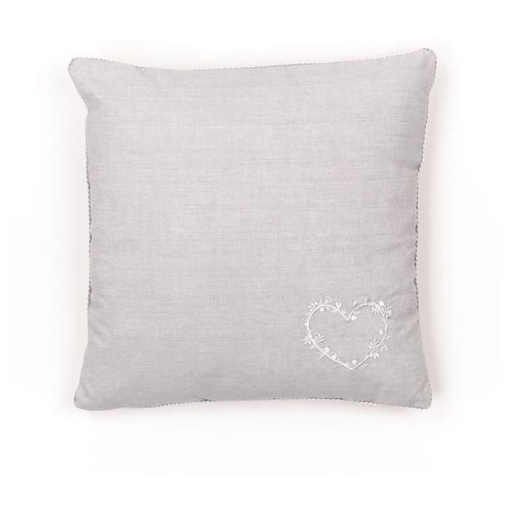 Coussin - TODAY - CHARME - Chambray x Petite broderie Constance - 40 x 40 cm