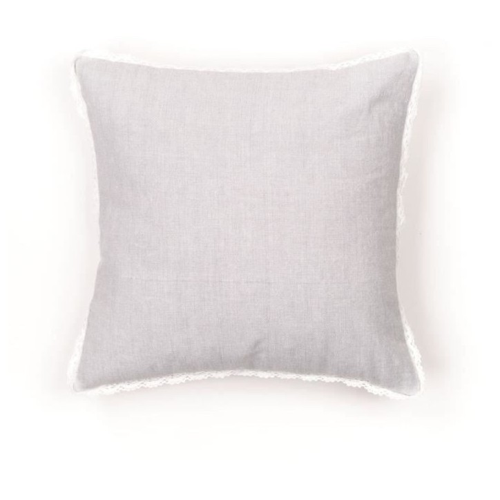 Coussin - TODAY - CHARME - Chambray x Dentelle Capucine - 40 x 40 cm Coussin - TODAY - CHARME - Chambray x Dentelle Capucine - 40 x 40 cm