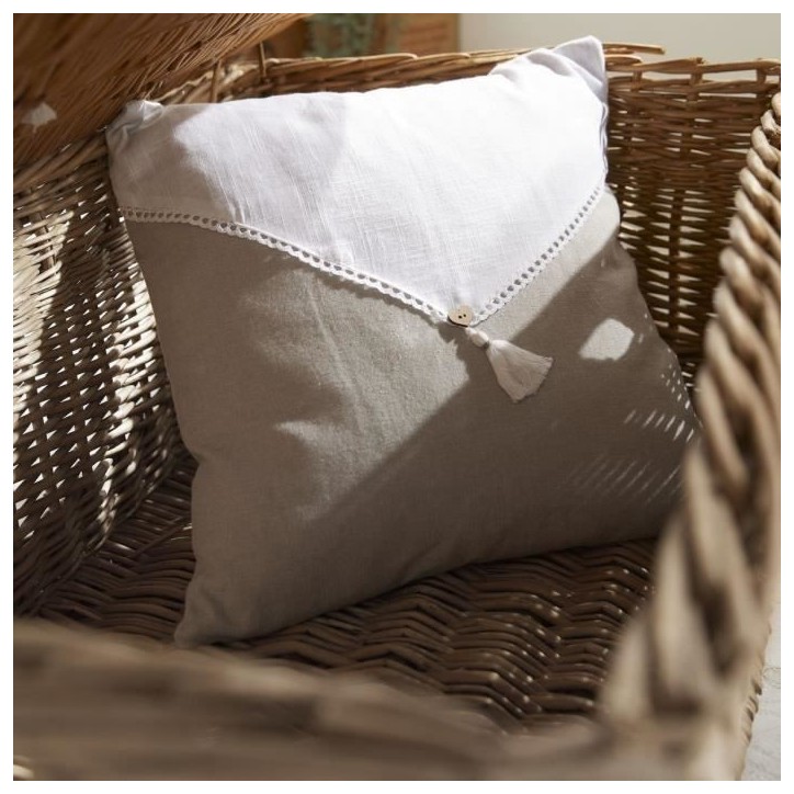 Coussin - TODAY - CHARME - Slub x Chambray x Pompon Berenice - 40 x 40 cm Coussin - TODAY - CHARME - Slub x Chambray x Pompon Berenice - 40 x 40 cm