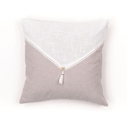 Coussin - TODAY - CHARME - Slub x Chambray x Pompon Berenice - 40 x 40