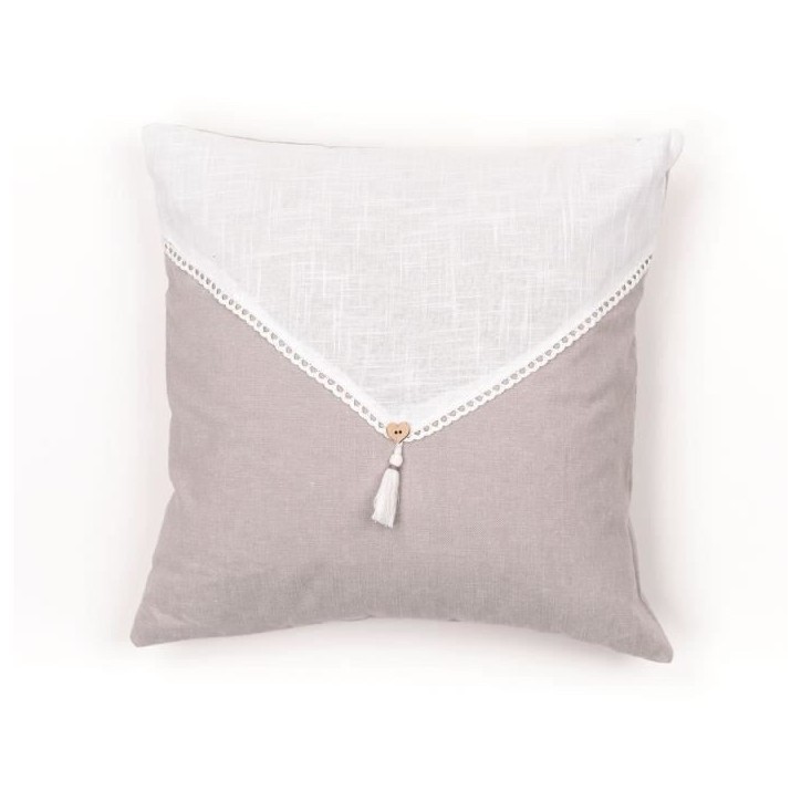 Coussin - TODAY - CHARME - Slub x Chambray x Pompon Berenice - 40 x 40 cm Coussin - TODAY - CHARME - Slub x Chambray x Pompon Berenice - 40 x 40 cm