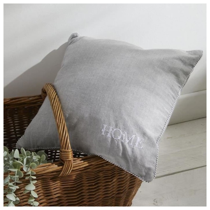 Coussin - TODAY - CHARME - Chambray x Petite broderie Capucine - 40 x 40 cm