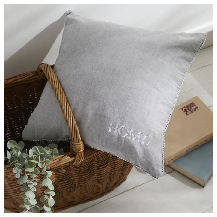 Coussin - TODAY - CHARME - Chambray x Petite broderie Capucine - 40 x 40 cm